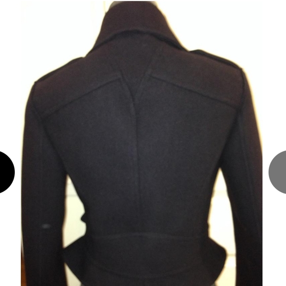 ALEXANDER MCQUEEN NWT MCQ NAVY WOOL STRUCTURED PEPLUM MOTO LINED PEA COAT … - Picture 3 of 12